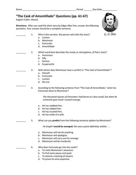 The multiple choice objective test targets the Common Core State Standards for Literature. . Commonlit answer key the cask of amontillado